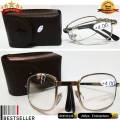 Imported Foldable Optical Reading Glasses +4.00 Prescription Eyeglass Metal Men & Women Ray Computer Working Folding Reading Glasses with Case. 