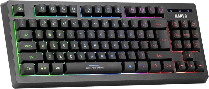 Gaming Keyboard MARVO Scorpion K607 Multimedia, Full Anti-ghosting, Ergonomic Compact Design with TKL Layout, 3 Colour LED backlit with Adjustable Brightness, Black