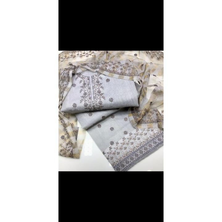 Khaadi Net Fabric Embroidered Shirt & Dupatta , 2Pc Dress