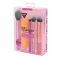 RealTechniques Everyday Essentials Makeup Brush Set with 6 Pieces for foundation, eyeshadow, brush, and concealer and 2 sponge blenders.. 