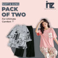 Pack of 2 Nightwear Sets for Girls & Women – Avocado & Floral Printed Pajama Sets – Summer Cotton Jersey Lounge Wear – Soft & Breathable Sleepwear – Mom & Daughter Matching Sets – Sizes 7 to 14 Yrs & S to XL – Relax Fit Two-Piece Combo. 