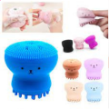 Cute Face Octopus Shape Facial Sponge Cleansing Brush Silicone Facial Massager for Face Pore Cleaner, Acne & Oil Removal, Makeup Cleaner. 