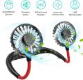 TIK TOK Portable Neck Fan Hand Free Personal ReChargeable USB Hanging Neck Fan Mini Wearable Fan for Travel Reading Sports Indoor and Outdoor Blue. 