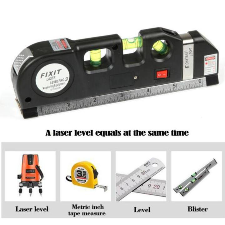 5 in 1 Multi Purpose Laser Level Pro 3 With Tape Measure - 250 Cm