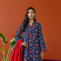 Orient Unstitched 3 Piece Printed Khaddar Shirt , Khaddar Pant And Khaddar Dupatta For Woman and Girls - Colour: Blue -Design code: OTL-23-333/U BLUE - Collection: Orient Winter Vol. I 2023 - Collection: Winter Vol. I 2023. 