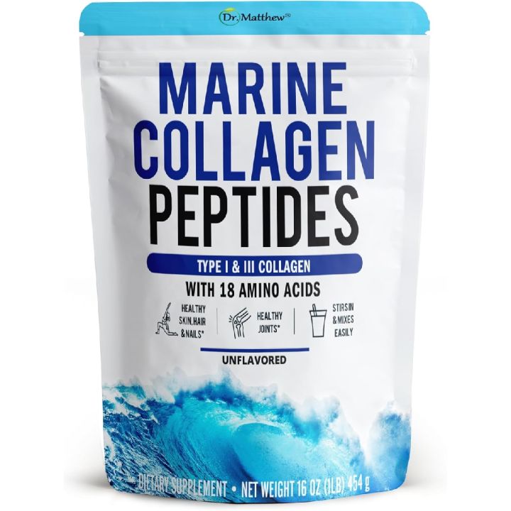 Best Marine Collagen Powder from Wild Caught Fish for Skin, Hair, Nail, Joint. Hydrolyzed Marine Collagen Peptides Powder. Keto & Paleo Friendly Collagen Marine Powder. Fish Collagen Powder Marine. 454gm