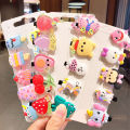 10 Pcs Baby Girls & Mixed styles Cartoon Animal vegetables and fruit Lovely Candy Color Plastic Hair Pins. 