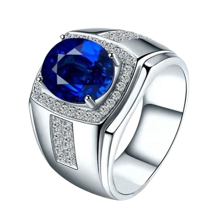 boys latest pearl blue diamond stone ring designs for men