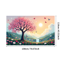 Spring Blossom Scenic Banner Backdrop Nature Art Butterfly Landscape Floral Background Wall Hanging Wedding Event Decor. 