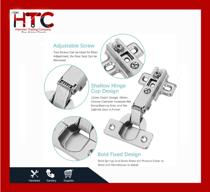Hydraulic Soft Close Hinges for Kitchen Cabinets & Wardrobes (Pack of 2 Pcs)