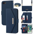 Suitable for Apple iphone 7/8 Mobile Phone Protective Case iphone12 pro Max Cross Pattern Wallet Leather Case. 
