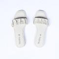 Maahru - Stylish Slippers For Women & Girls - Beige Elastic Flats. 