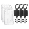 3Pack Heavy-Duty Badge Holder Hard Plastic ID Badge Holders Vertical 2-Card Badge Holder. 