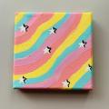Dreamy designs small Cute rainbow and stars pastel rainbow painting on canvas 4x4 size acrylic painting art and crafts hand painted painting  painting hand painting canvas wall decor decoration items gift items. 