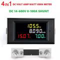 4 in 1 Digital LCD Solar Volt Amp Watt Energy Meter DC Voltmeter Ammeter with Shunt DC Power Meter DC 14.00-600.0V 0-100A. 