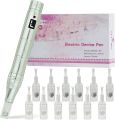 TBPHP Dermapen M1 Upgraded Electric Wireless Beauty Pen LCD Screen with 12 Replacement Cartridges (Silver). 