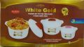 Peacock White Gold Hot Pot 3 Pieces Set Insulated Food Warmer or Cooler White Hot Pot Set. 