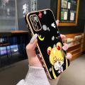 chenyyka For OPPO A32 Case Thin Plating Side Edge Square New Design Phone Cases Cartoon Beauty Moon Girl Pattern Silicone Casing Full Cover Camera Protection Shockproof Softcase. 
