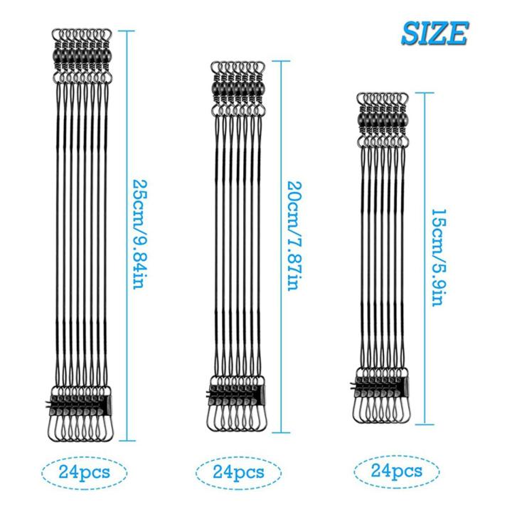 72Pcs Anti-Bite Fishing Wire Trace Leaders Lure Wire Trace Pike Traces Wire 15cm 20cm 25cm Trace Leaders with Snap