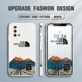 Jizetin for OPPO F19 / A74 / A95 Case Side Design Phone Cover INS Style Simple Elegant The Natural Mountain Area Edge Printing Liquid Silicone Trend Case. 