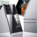 Lenuo for Samsung Galaxy S23 Ultra Case 4-corner Shockproof Protection Silicon Bumper + PC Frosted Semi Transparent Phone Back Cover. 