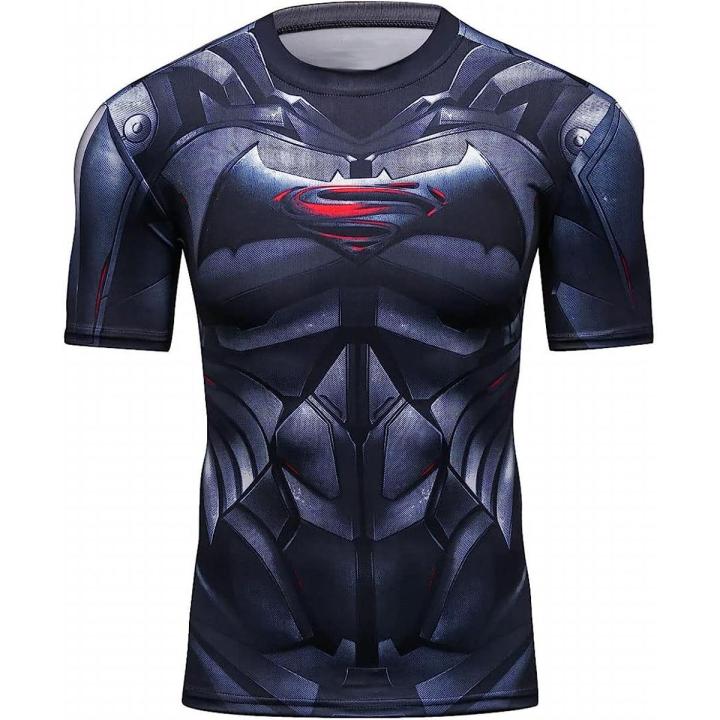 Red Plume Men's Fitness Shirt Sonic Compression Short Sleeve Sports Bat T-Shirt