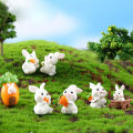 Cute Rabbit Mini Resin Bunnies Miniature Figures 3D Little White Rabbit Ornament Micro Landscape Dollhouse Decoration Diy Crafts. 