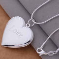 Heart Locket Necklace Silver Plated Jewelry Album Neck Pendant. 