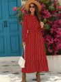 Sultan Stitched Stylish Polka Dots Panel Long Frock for Girls & Women – Casual & Party Wear Maxi Dress | Elegant Daily Wear Long Frock 2025. 