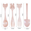 Dessert Spoon Smooth Surface Cute Cartoon Children Wooden Spoon Fork. 
