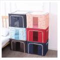 Storage Box Large Capacity Foldable Oxford Cloth Storage Box Steel Frame 72L. 