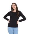 Basic Black Round Neck Full Sleeves T-Shirt For Women. 