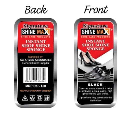 Signature Shine Max Instant Shoe Polish Sponge - Shoe Shiner Sponge - Black