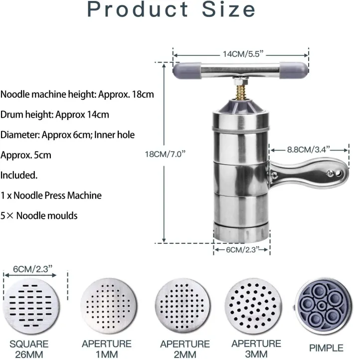 Stainless%20Steel%20Noodle%20And%20Pasta%20Maker%20Machine%20With%20Plastic%20Handle%20Nimko%20Kitchen%20Accessories%20Press%20Nimco%20Snack%20Maker%20Stainless%20Steel%20with%205%20blades%20-%20Image%206