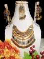 Afghani Jewelry Set – Colorful Handmade Gold-Plated Necklace, Earrings with or without Tikka for Women, Traditional Set. 