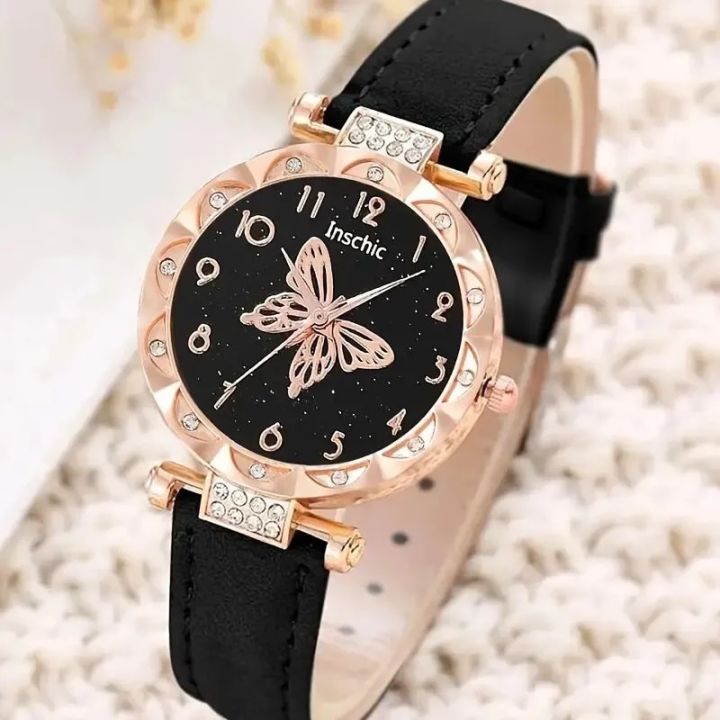 Fashionable and Exquisite Women's Jewelry Watch Set Butterfly High Beauty Watch Women's Instagram Style Fashionable and Minimalist Design Art