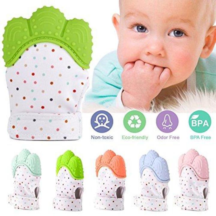 Baby Teethers Natural Silicone Gloves Teether Sensory Handmade Waterproof Fabric