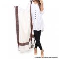 Woman White Winter Shawl Bast Quality Kashmiri wool Shawl 4 Boder Design beautifully white shawl for girl. 