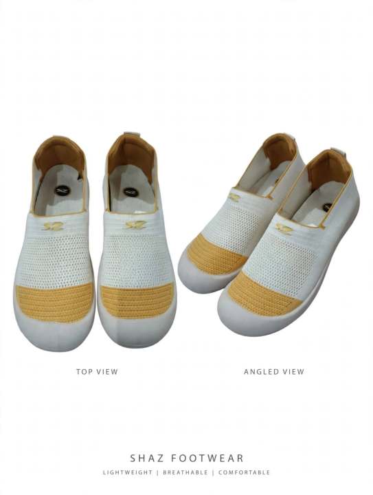 SHAZ%20FOOTWEAR%20Women's%20White%20&%20Mustard%20Slip-On%20Walking%20Shoes%20-%20Lightweight%20Breathable%20Comfort%20Loafers%20for%20Ladies%20-%20Image%204