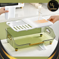 Acrylic Dish Drying Rack with Drain Board  BPA-Free Clear – Large Plastic Kitchen Dish Drainer Tray with Removable Utensil Holder, Swivel Spout, Rust-Resistant, Space-Saving Countertop Organizer for Sink & Cabinet. 