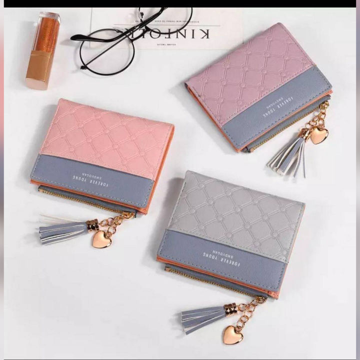 Forever Young Women Wallets Short Wallet Ladies Zipper Buckle Hollow Leaf Purse Wallet Short Coin Zipper Purse Card Holder
