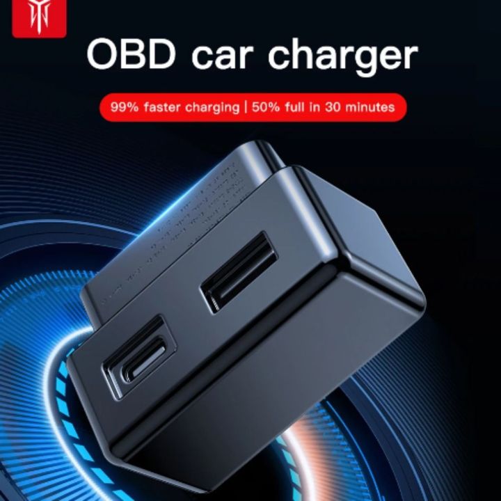 Power Adapter OBD OBD Adapter Charging Wall Adapter USB Type-C OBD Car Charger Dual Heads Fast Charging OBD Plug Ports Extender Phone
