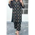 New stylish collection Leaf printed 2pc stitched dress for girls and women.. 