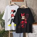 Mickey Mouse Disney Short Sleeve T-Shirts Devil Minnie Mouse Funny Women's T-Shirt Fashion Streetwear Edgy Female Clothing 2022. 