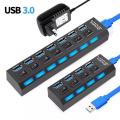 USB 3.0 Hub 5Gbps High Speed Multi USB Splitter 3 Hab Use Power Adapter 4/7 Port Multiple Expander Hub With Switch For PC Laptop. 