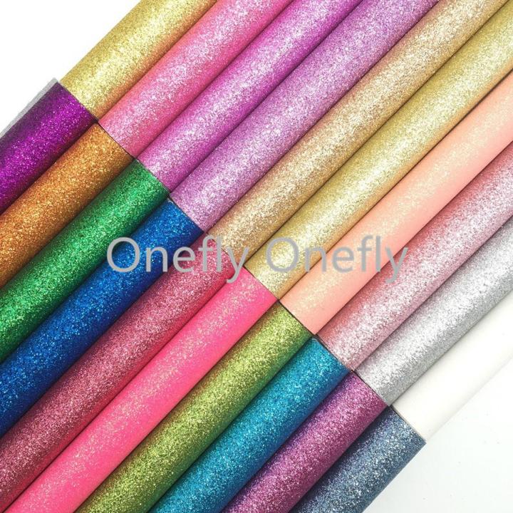 Onefly Wholesales Dropshipping Leather Supplier Fine Glitter Faux Vinyl Leather Fabric Sheets For Earing Buttons Bow DIY GM3006A