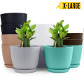 Fast Forward Extra Large Plant Pots: Modern Decorative Plastic Planters with Drainage Holes and Saucers - Ideal for Indoor & Outdoor Gardens, Amazing Multicolor Sets for Your House Plants. 
