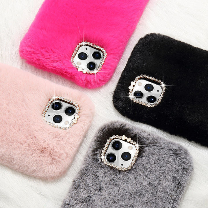 Luxury Fluffy Fur Phone Case for IPhone 6 6s 7 8 Plus iPhone 13 11 12 Pro Mini Pro Max X XR XS Warm Furry Shockproof Soft Cover