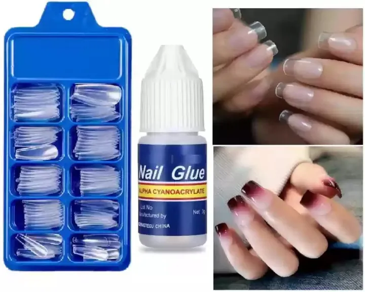 Nails%20100Pcs%20/%20Oval%20&%20Square%20Shape%20Natural%20&%20Transparent%20Color%20With%20Nail%20Glue,%20Artificial%20Fakee%20Nails.%20Fancy%20Fakee%20Nails%20For%20Girls,%20Beautiful%20Nails%20Falsee%20Nails,%20100pcs%20French%20Nails%20For%20Girls.%20-%20Image%202