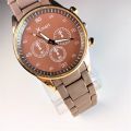Stylish Watch Classic Dial Matt Chain Comfortable Rubber Straps Casual Watch Quartz Watches for Men. 